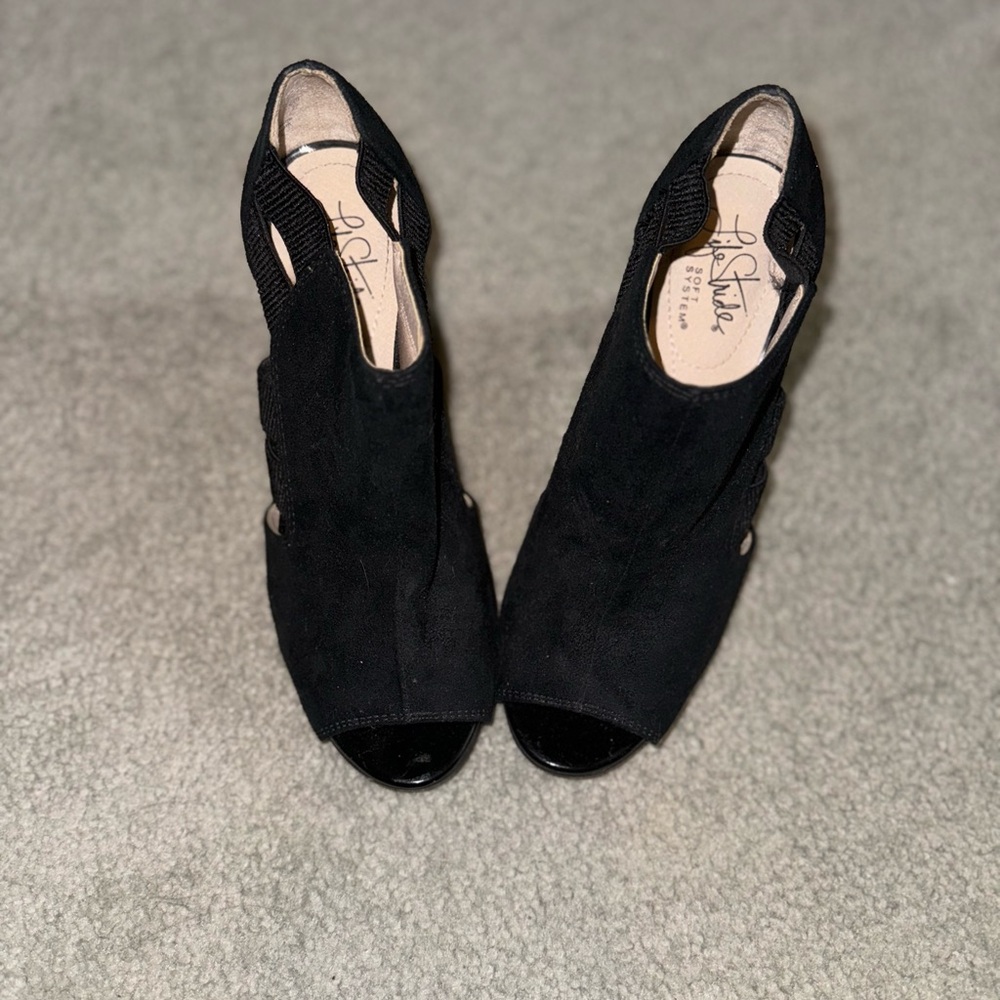 Black open toe heel